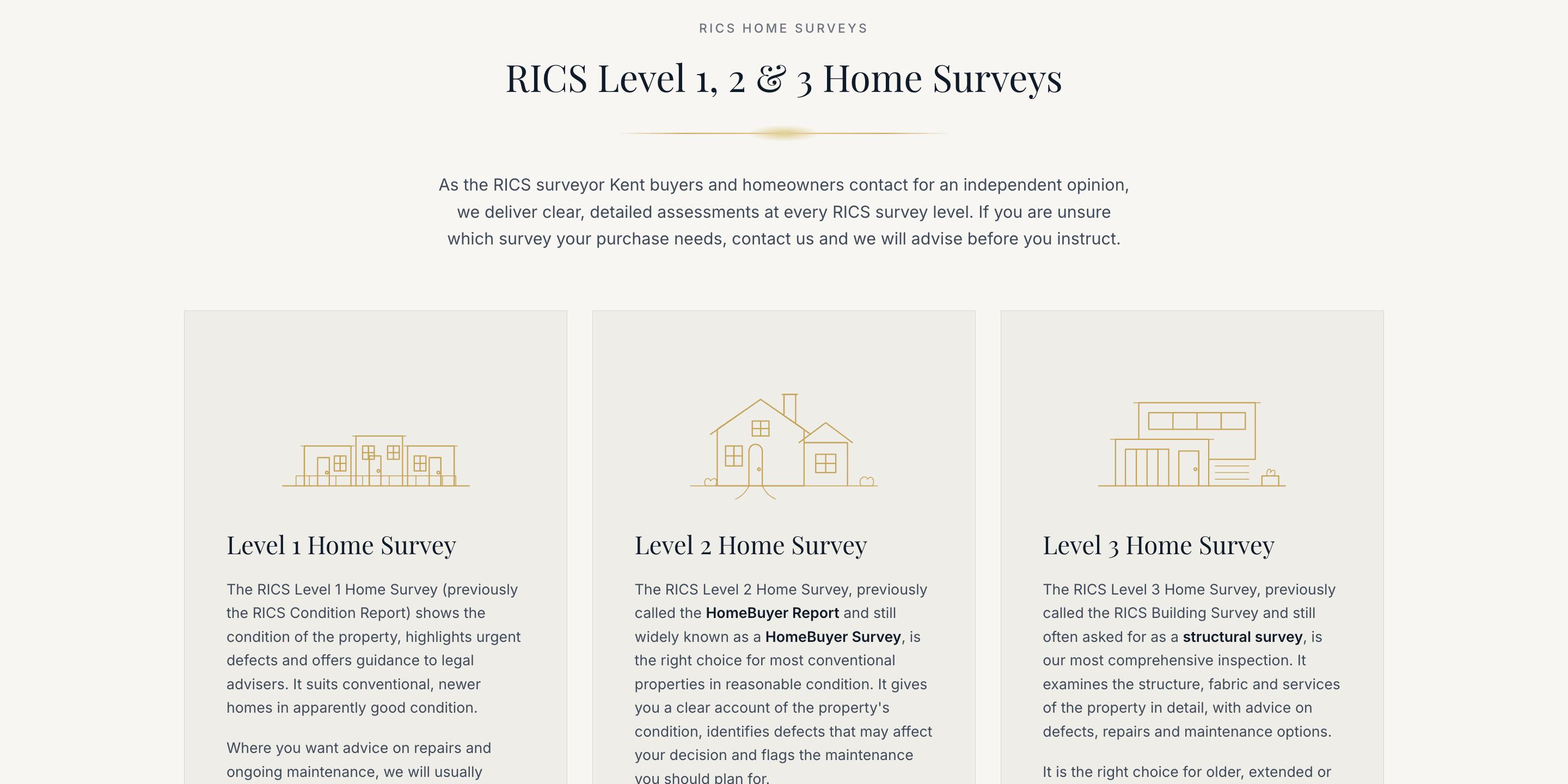 A page from the Quartz Surveyors website